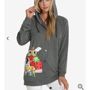 Hello Sanrio Town Snap Up Hoodie Gray Size Small